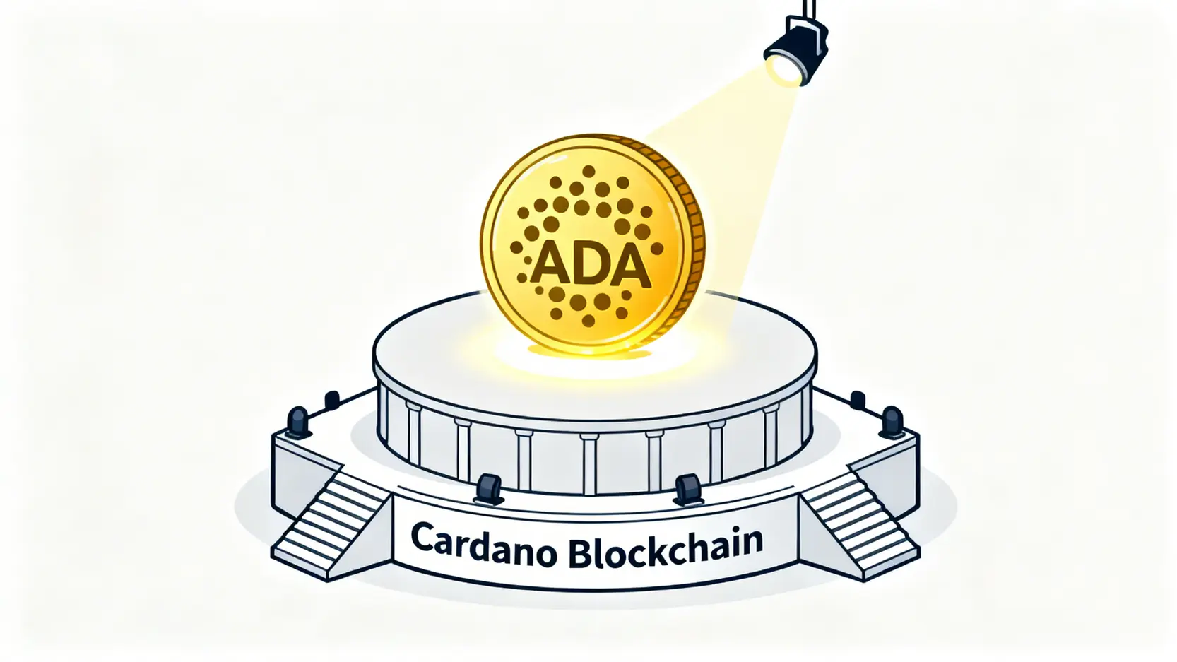 Cardano區塊鏈平台與其原生代幣ADA幣的關係示意圖