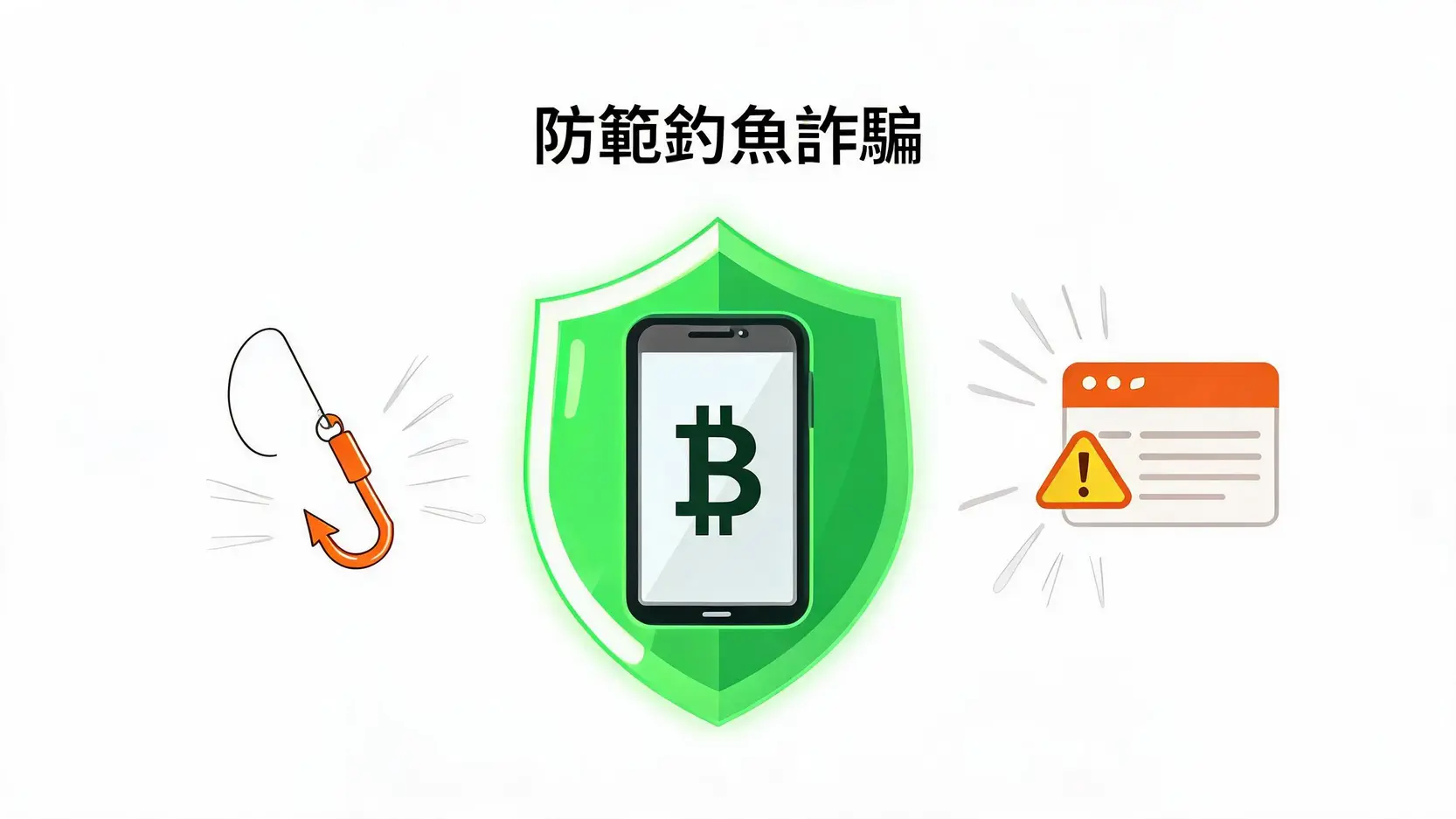 防范加密货币钓鱼网站与诈骗的概念示意图