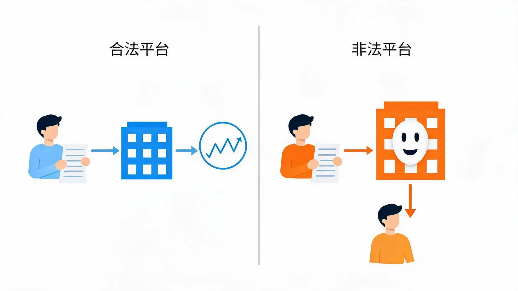 合法期貨商與地下期貨黑平台訂單流向對比圖