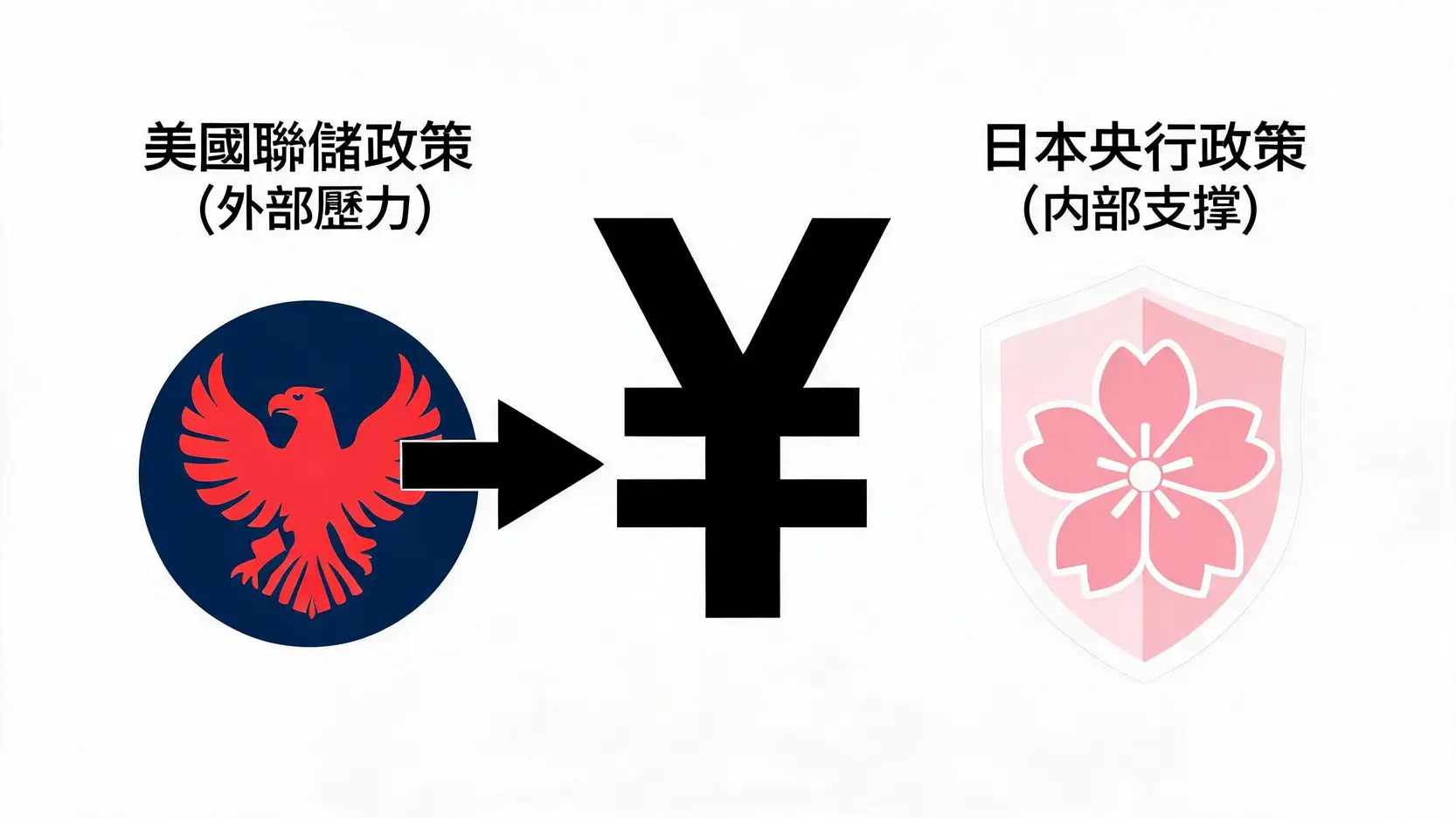 影響日元走勢的兩大關鍵因素：美國的外部壓力和日本的內部政策。