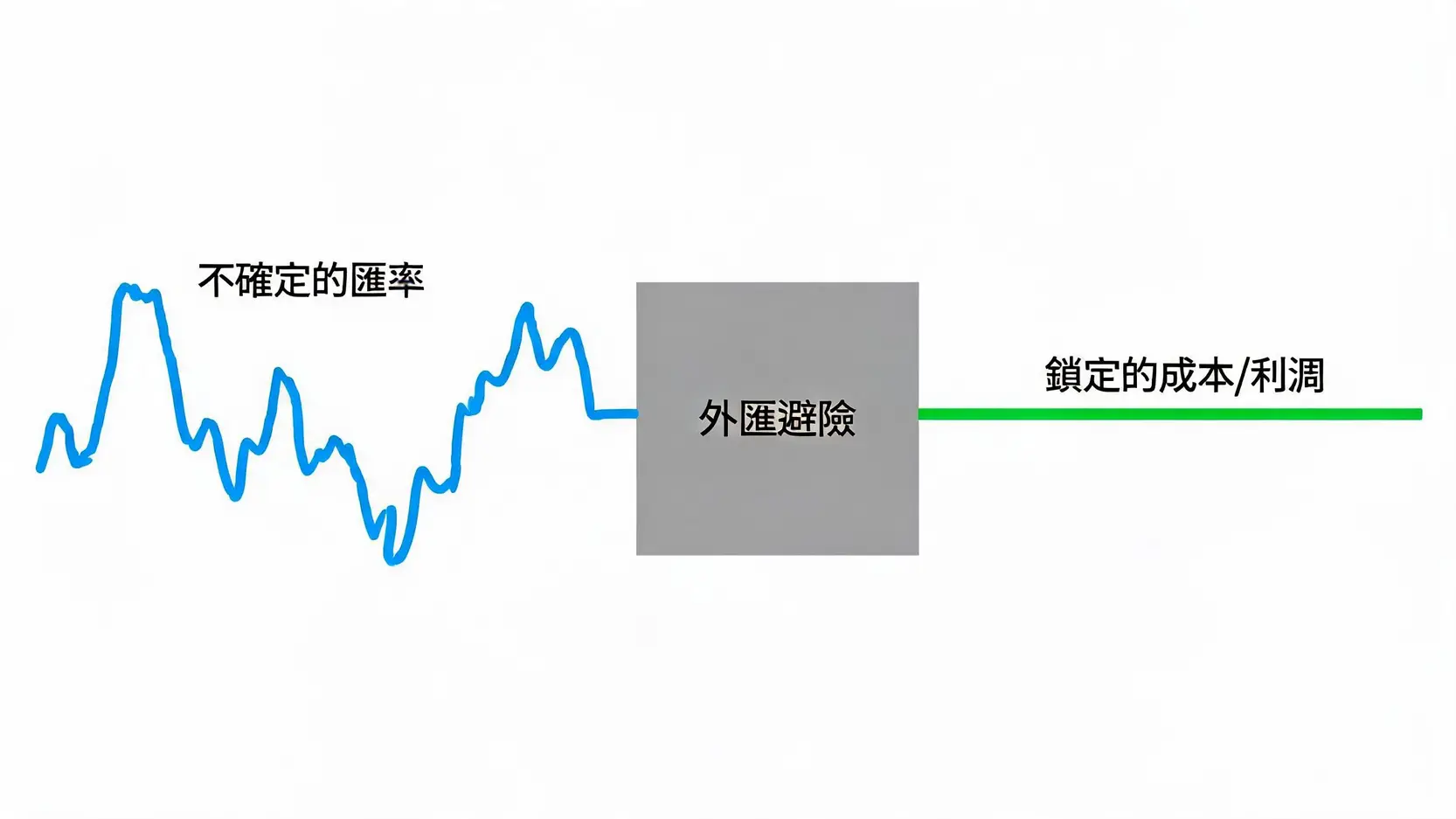 外汇避险概念图,将不确定的汇率波动转化为稳定的锁定利润。