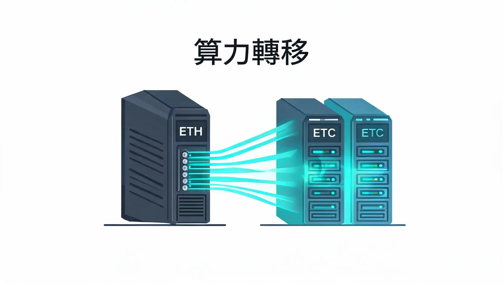 以太坊合并后算力转移至ETC等替代币的概念图
