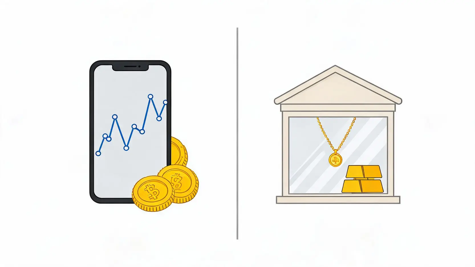 银行黄金存折与银楼饰金报价对比示意图